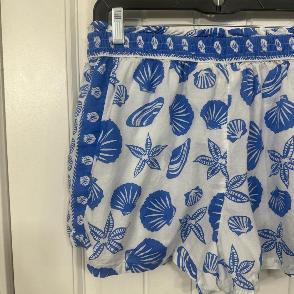 Calypso St. Barth Blue Seashell Cotton Sleep Shorts Size Medium - Picture 4 of 6